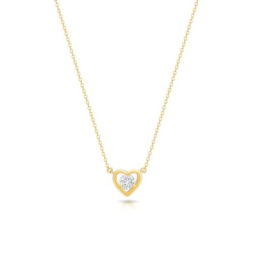Zeffy Gold CZ Heart Necklace Tiny Cute Diamond Heart Choker Simple Dainty Gold Jewelry for Women Trendy Gifts - Image 1