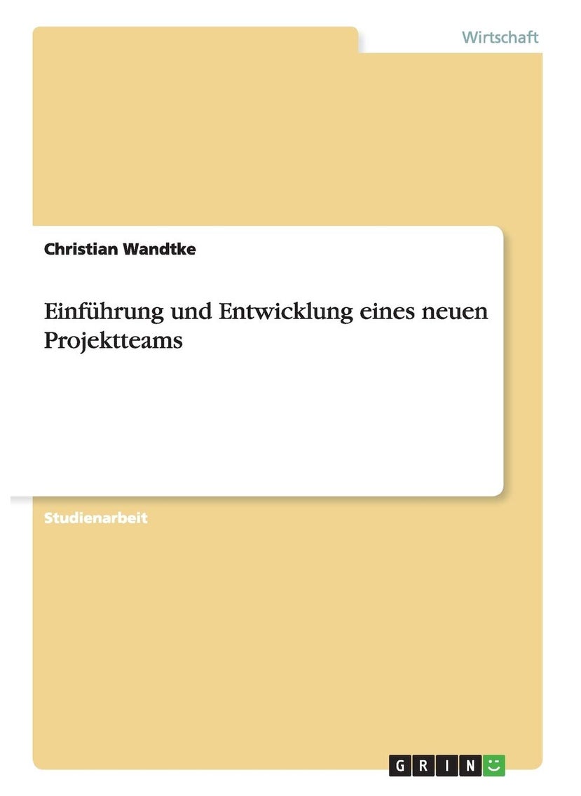 Einführung und Entwicklung eines neuen Projektteams 
