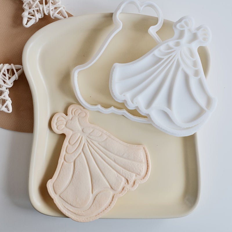 White Princess Cookie Cutter Ruffled Collar Waist Bow Reusable Plastic Decorating Tool - Image 5