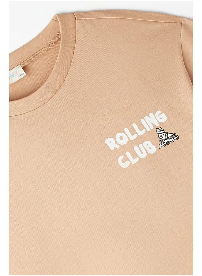 جون June Boy Slogan Short Set Light Beige
