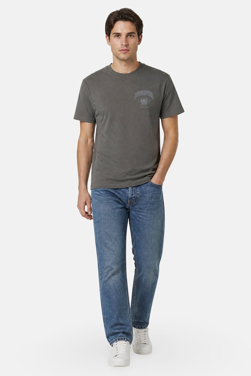 GOOD FOR NOTHING Men Crew Neck Short Sleeve Brand Logo T-Shirt, Grey - Image 3