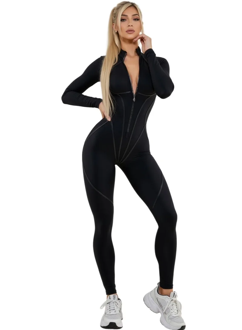بونا فيدي Hot-shape Suit افرول رياضي نسائي بشدٍّ للبطن بأكمام طويلة