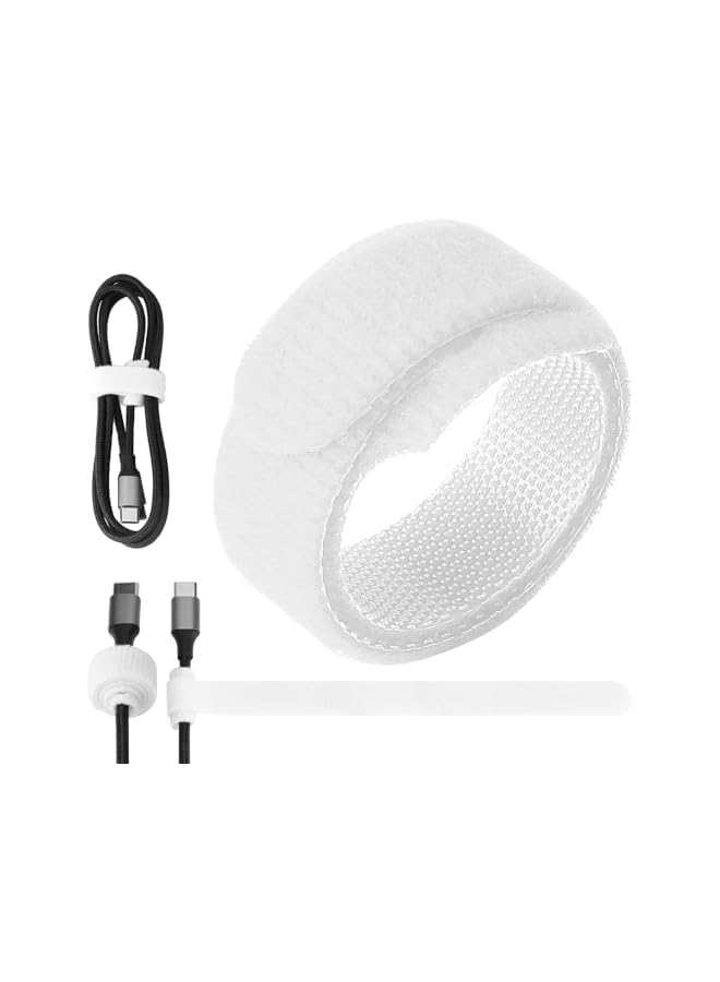 promass 120 Pack Fastening Cable Straps - 15 CM Reusable Cable Ties, Keeper Holder, Cable Ties for Earphones, Earbuds, Headphones, Home Office Tablet, PC, TV Wire Management, White - Image 3