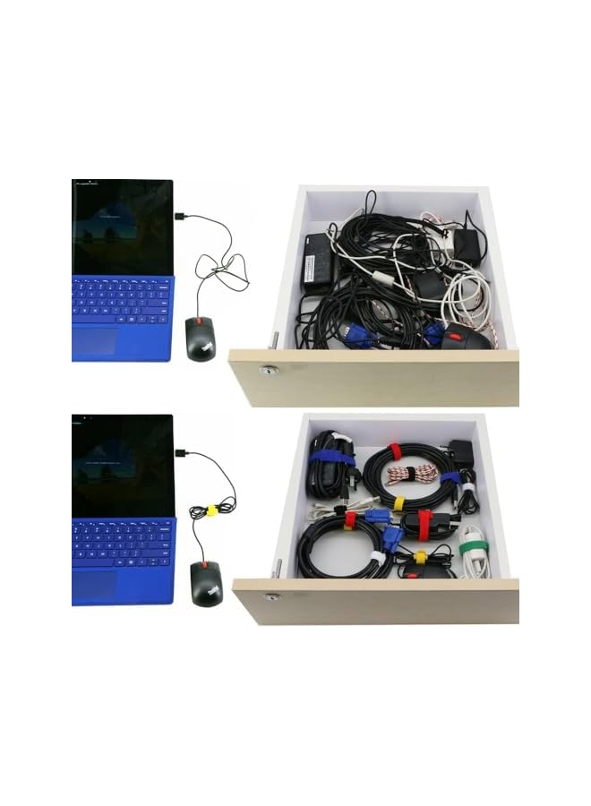 promass 120 Pack Fastening Cable Straps - 15 CM Reusable Cable Ties, Keeper Holder, Cable Ties for Earphones, Earbuds, Headphones, Home Office Tablet, PC, TV Wire Management, White - Image 4