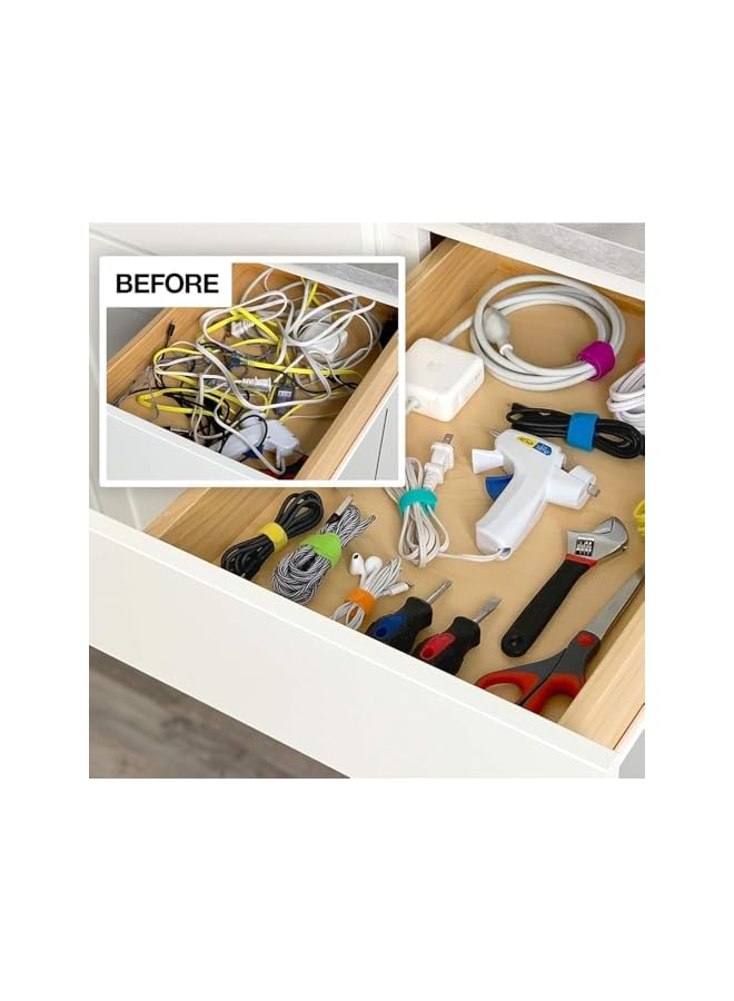 promass 120 Pack Fastening Cable Straps - 15 CM Reusable Cable Ties, Keeper Holder, Cable Ties for Earphones, Earbuds, Headphones, Home Office Tablet, PC, TV Wire Management, White - Image 5