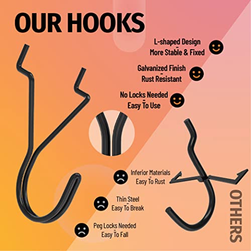 HUHOLE Pegboard Hooks, J-Hook, 1 Inch Black Hooks 80 Pack, Ideal Display Pegs for Hanging Jewelry, Necklaces, Keys, Retail Items, Small Tools, Will Not Fall Out, Fit 1/8”, 3/16” Peg Boards - Image 2