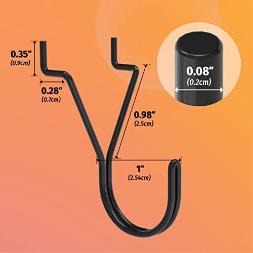 HUHOLE Pegboard Hooks, J-Hook, 1 Inch Black Hooks 80 Pack, Ideal Display Pegs for Hanging Jewelry, Necklaces, Keys, Retail Items, Small Tools, Will Not Fall Out, Fit 1/8”, 3/16” Peg Boards - Image 5