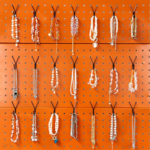 HUHOLE Pegboard Hooks, J-Hook, 1 Inch Black Hooks 80 Pack, Ideal Display Pegs for Hanging Jewelry, Necklaces, Keys, Retail Items, Small Tools, Will Not Fall Out, Fit 1/8”, 3/16” Peg Boards - Image 3