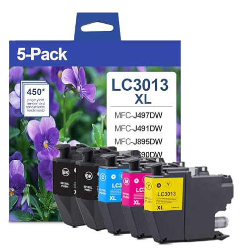 MANNERES 5Pack LC3013 Ink Cartridges XL 2BK1C1M1Y Replacement for Brother LC3013 Ink Cartridges XL LC3011 Work for MFCJ497DW MFCJ491DW MFCJ895DW MFCJ690DW Printer - Image 1