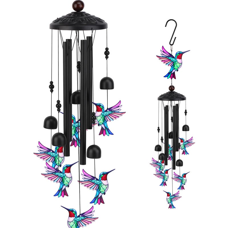 HWING Hummingbird Wind Chimes for Outside Metal Wind Chimes Outdoor for Patio Porch Yard Garden Hummingbird Gifts for Women Mothers Day Birthday Memorial Gifts for Mom Grandma Wife Outdoor Decor - Image 2