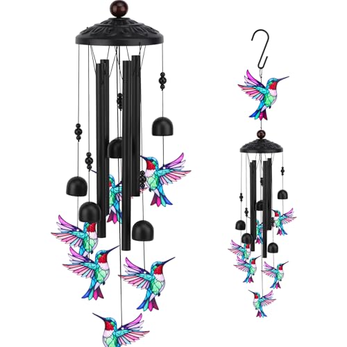 HWING Hummingbird Wind Chimes for Outside Metal Wind Chimes Outdoor for Patio Porch Yard Garden Hummingbird Gifts for Women Mothers Day Birthday Memorial Gifts for Mom Grandma Wife Outdoor Decor - Image 1