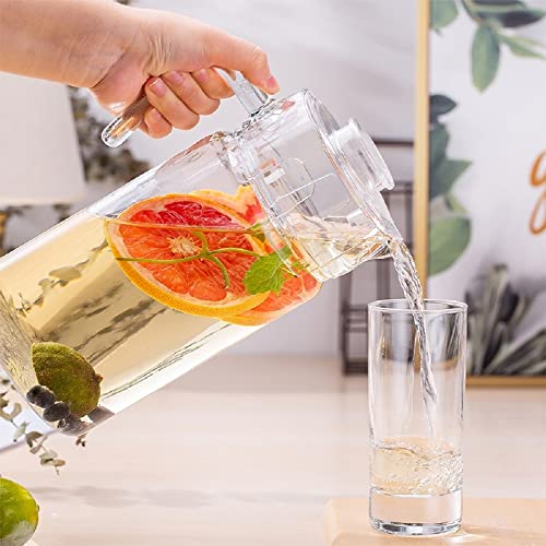 FINSTER Premium Juice and Water Glass Jug Pitcher with Lid, 1 Pcs, 1.8-Liter, Iced Tea Pitcher Water Jug Hot Cold Water, Milk and Juice Beverage Carafe, Lemon Jug. - Image 3