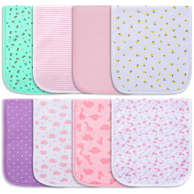 Hakochia Burp Cloths for Baby Boy & Girl Organic Cotton Large Unisex Burp Clothes Extra Absorbent Soft Neutral Burping Rags Spit Up Cloth Sets for Newborns 8 Pack (E) - Image 1