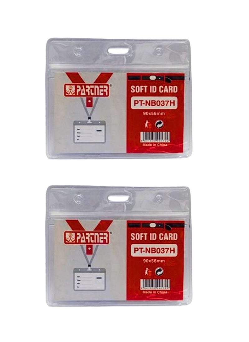 PARTNER ID Card Holders Waterproof Clear Plastic Perfect for Credit Cards, ID Swipe Cards, Key Cards, and Driver's License PVC Material (Pack of 2)  - Image 1