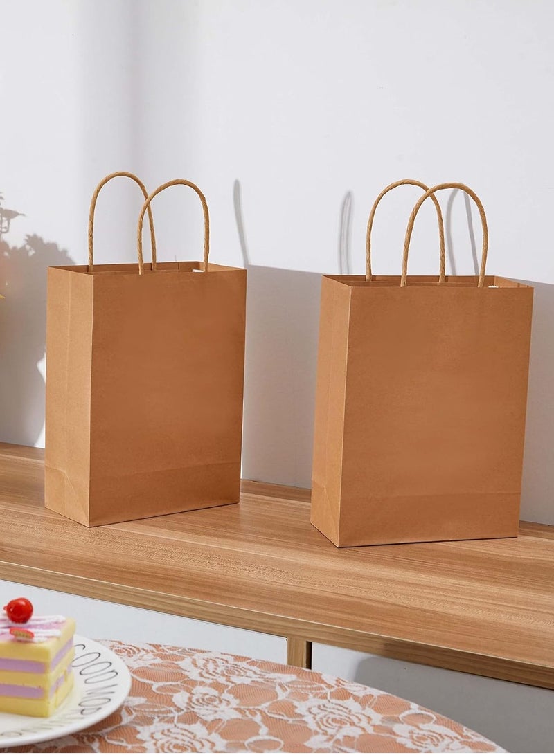 24 عبوة حقائب هدايا صغيرة للحفلات، حقائب هدايا لحفلات أعياد الميلاد، حقائب هدايا بنية اللون بمقبض (بني) - Image 5