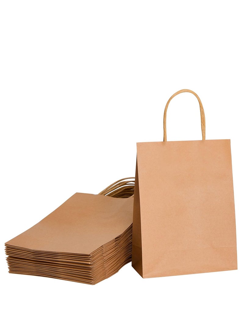 24 عبوة حقائب هدايا صغيرة للحفلات، حقائب هدايا لحفلات أعياد الميلاد، حقائب هدايا بنية اللون بمقبض (بني) - Image 1