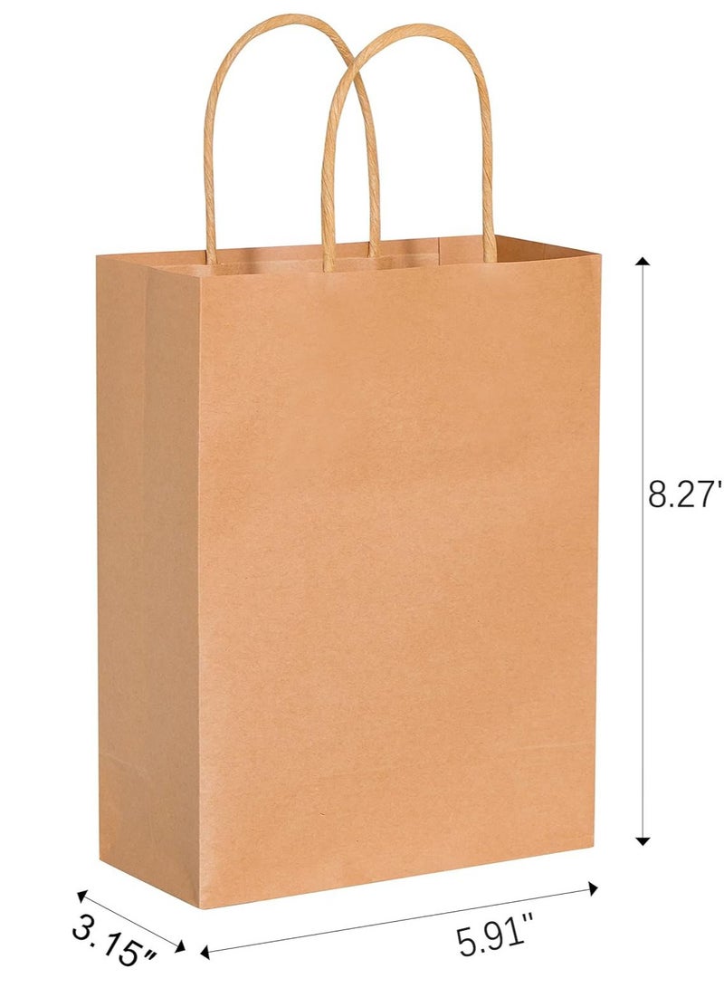 24 عبوة حقائب هدايا صغيرة للحفلات، حقائب هدايا لحفلات أعياد الميلاد، حقائب هدايا بنية اللون بمقبض (بني) - Image 3