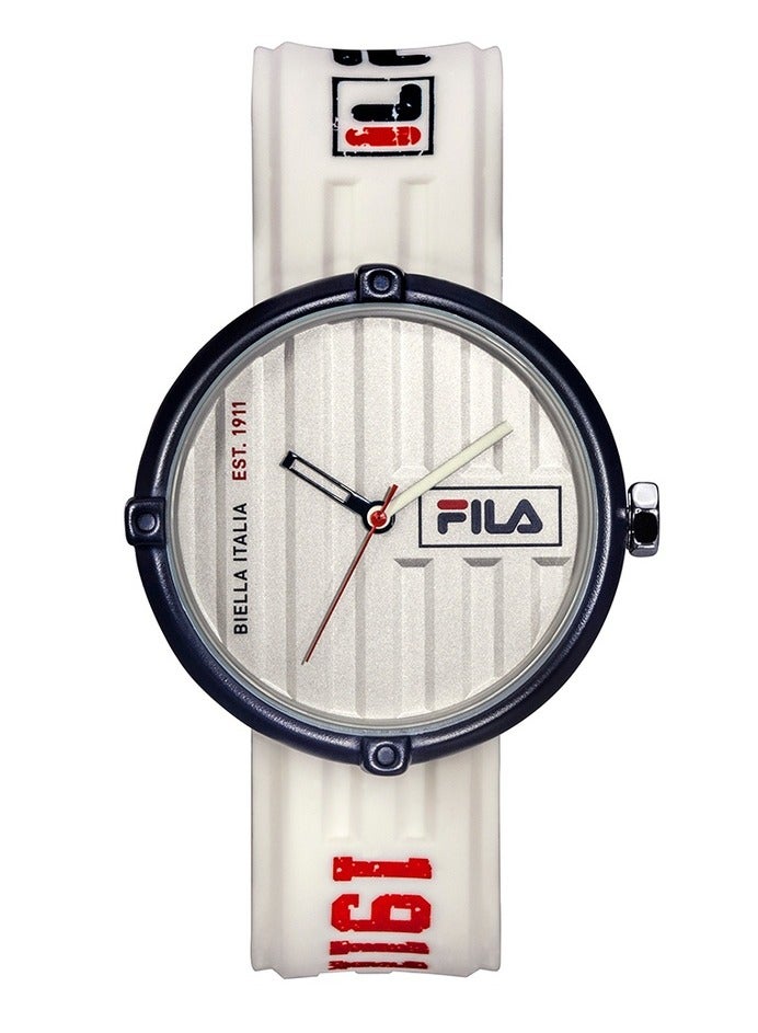 فيلا ساعة فيلا للجنسين بحزام سيليكون أبيض وهيكل ستانلس ستيل 40 مم - Image 1