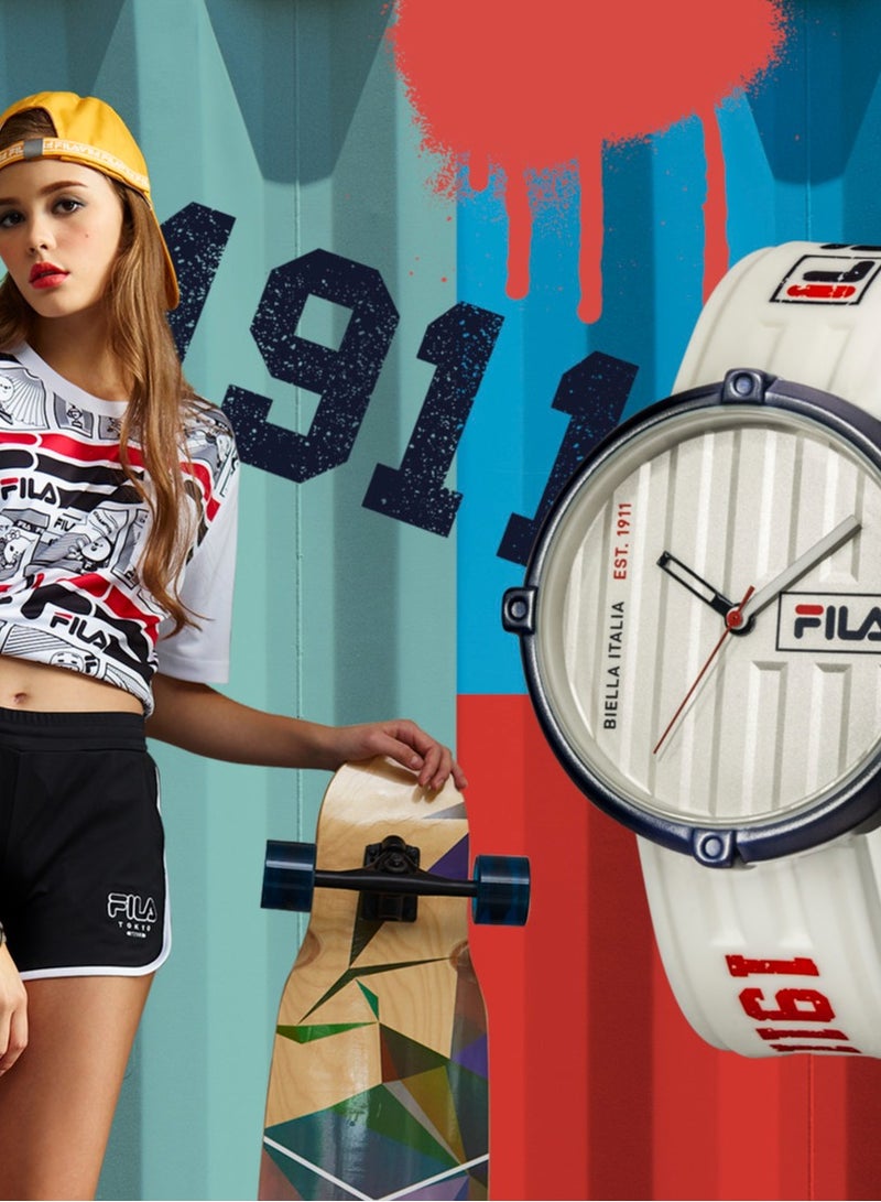 فيلا ساعة فيلا للجنسين بحزام سيليكون أبيض وهيكل ستانلس ستيل 40 مم - Image 5