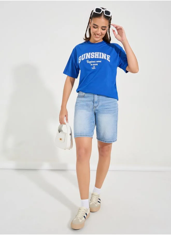 Styli Oversized Sunshine Slogan T-Shirt