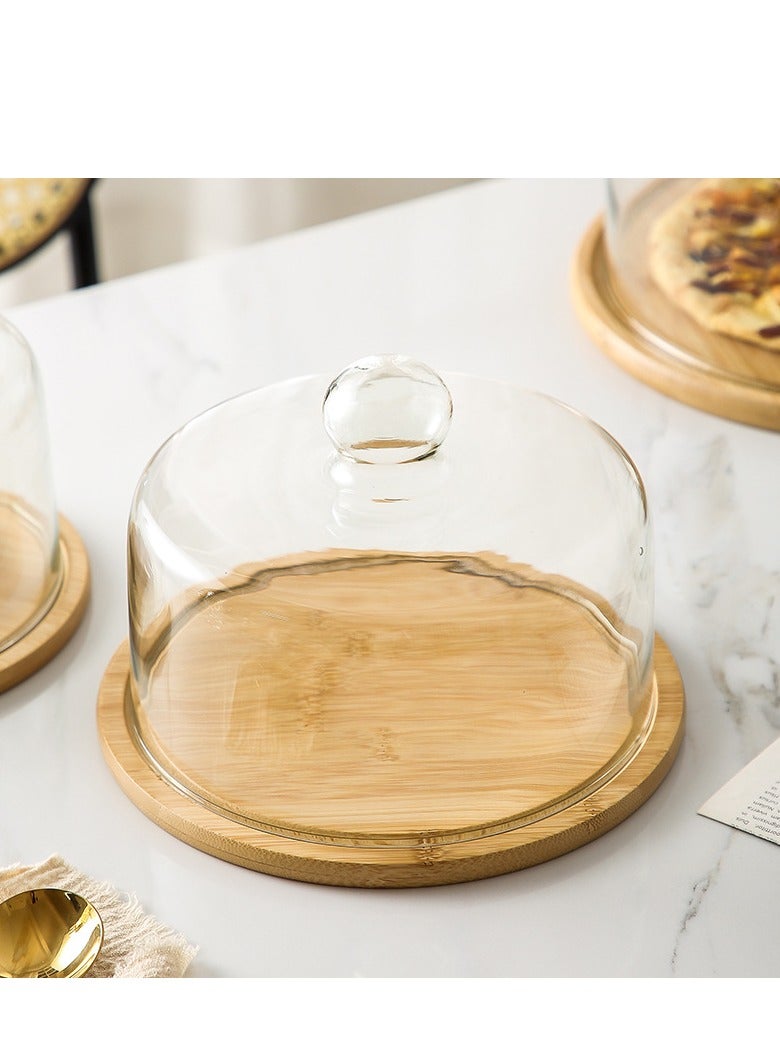Lurch Simple Transparent Glass Pastry Fruit Display Plate, Wooden Tray - Image 4
