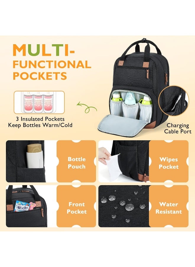 mommore Diaper Bag Backpack with Changing Station Large Travel Diaper Bags Unisex Baby Bag with changing Pad, Stroller Straps - Image 4