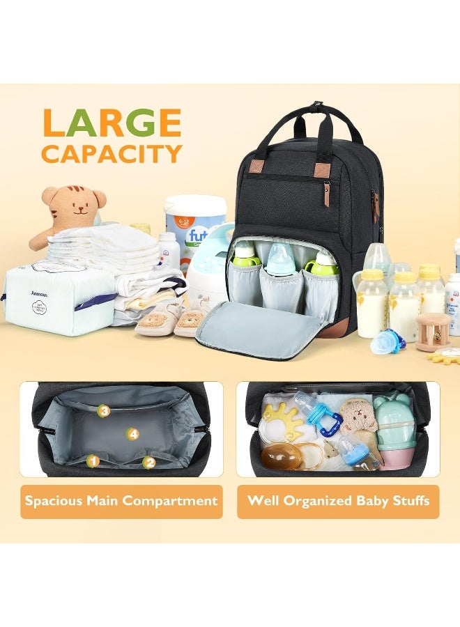 mommore Diaper Bag Backpack with Changing Station Large Travel Diaper Bags Unisex Baby Bag with changing Pad, Stroller Straps - Image 3