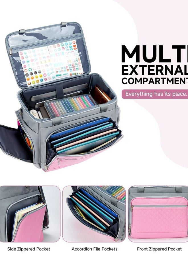 Amythe 2025 Rolling Teacher Tote Bag with Accordion File Organizer, Grey, Medium to Large - Image 4