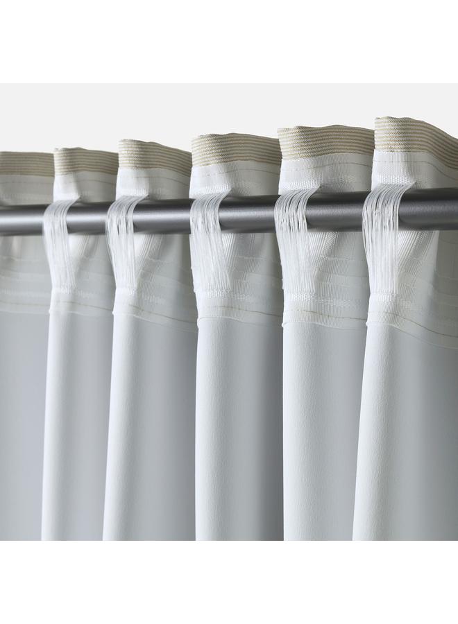 erorex Room darkening curtains, 1 pair, with heading tape/beige, 145x300 cm - Image 3