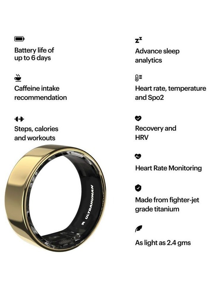 ULTRAHUMAN - Ring AIR - Advanced sleep-tracking wearable, HRV & Temperature Monitoring,Track workout, movement & recovery, Water resistant, 6 Days Battery Life with Lifetime Free Subscription (Size 5) - Air Gold - Image 1