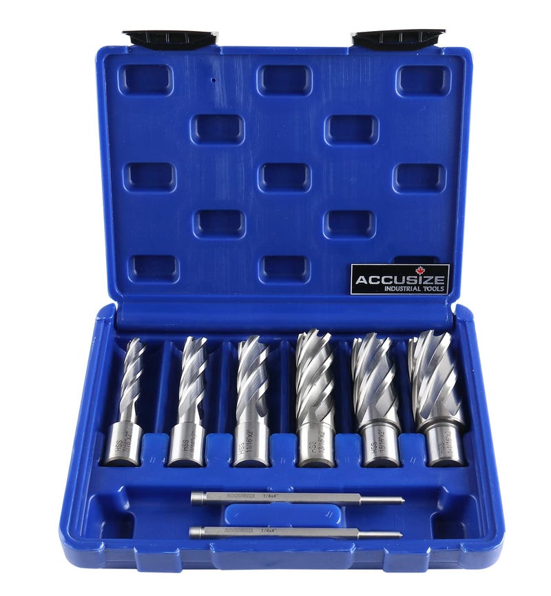 مجموعة قواطع حلزونية HSS من أدوات Accusize الصناعية بعمق قطع 2 بوصة 716 1116 قاطع Slugger 8 قطع HSS20000