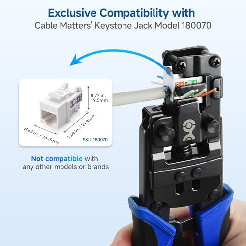 Cable Matters RapidInstall Crimp Tool for Cable Matters RapidInstall Cat6 Keystone Jacks with Model 180070 Not compatible with Model 180005 Series Keystones - Image 3