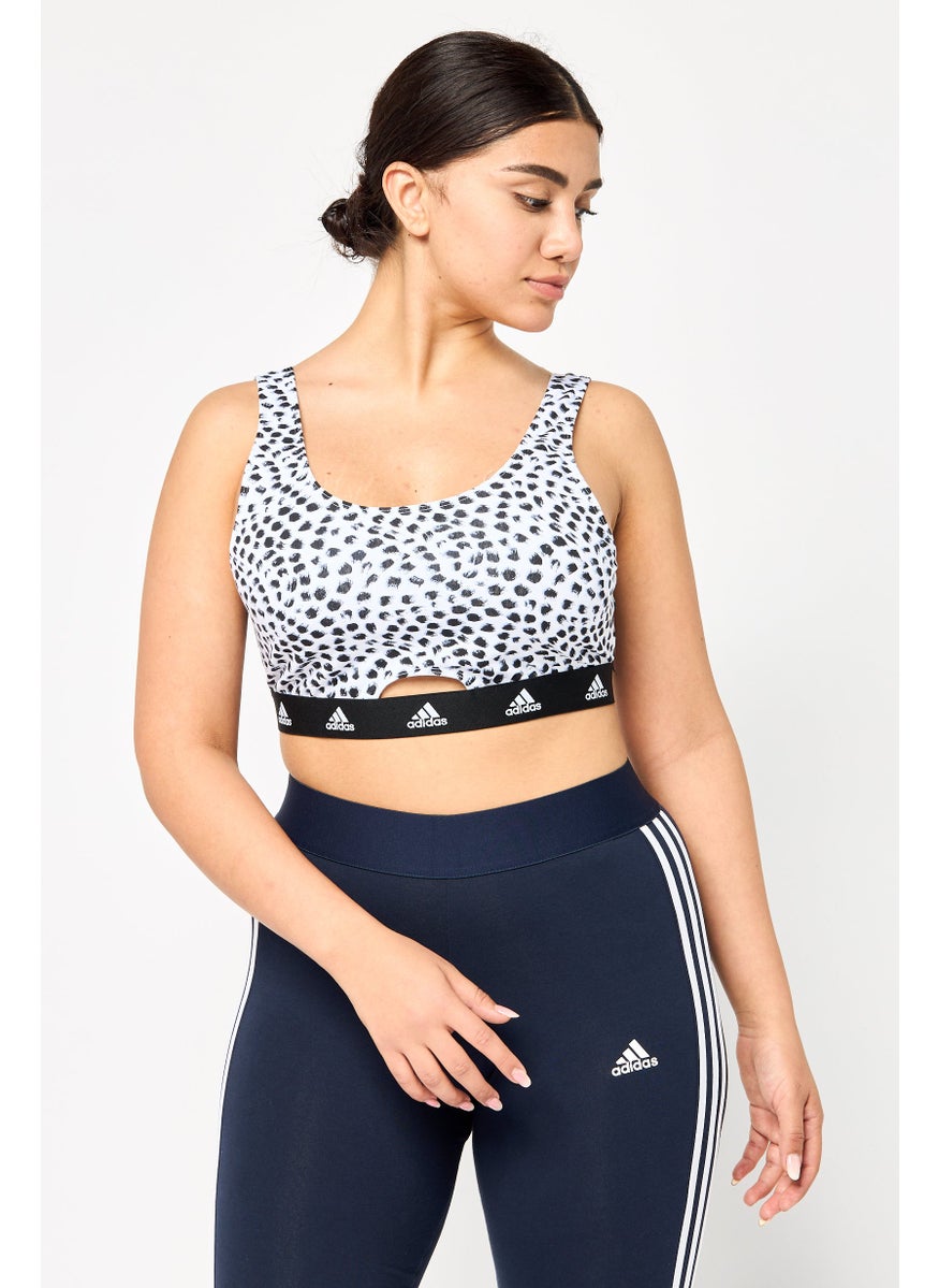 Adidas Women Cheetah Print Non-Padded Training Bralette, Multicolor  - Image 1