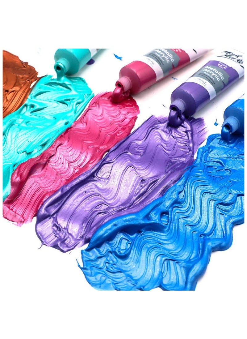 Mont Marte - MONT MARTE Metallic Acrylic Paint Set 8 Piece x 36 ml Tubes, Lightfast Colors with Smooth Consistency and Opaque Metallic Finish - Image 1