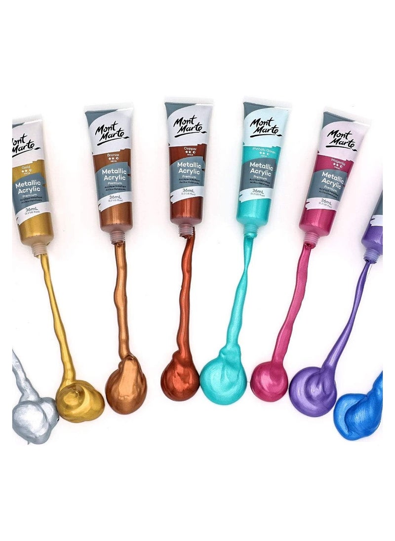 Mont Marte MONT MARTE Metallic Acrylic Paint Set 8 Piece x 36 ml Tubes, Lightfast Colors with Smooth Consistency and Opaque Metallic Finish  - Image 4