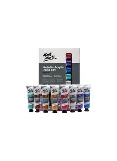 MONT MARTE Metallic Acrylic Paint Set 8 Piece x 36 ml Tubes, Lightfast Colors with Smooth Consistency and Opaque Metallic Finish