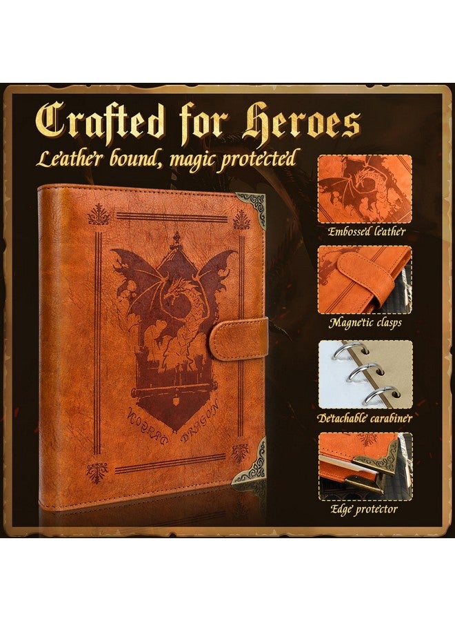 Byhoo Byhoo DND Spell Card Holder Leather Spellbook for Dungeons & Dragons notebook with 30 Sleeves for Spell Cards Writable Pages and Magnetic Closure A Must-Have for RPG & Board Games for Every Adventurer - Image 5