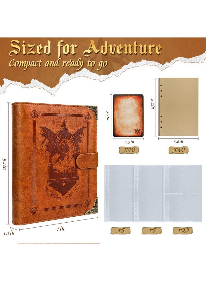 Byhoo Byhoo DND Spell Card Holder Leather Spellbook for Dungeons & Dragons notebook with 30 Sleeves for Spell Cards Writable Pages and Magnetic Closure A Must-Have for RPG & Board Games for Every Adventurer - Image 2