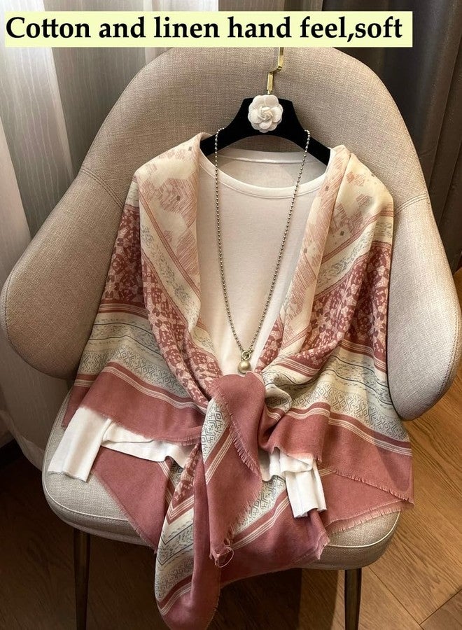 K-Elewon Large Square Scarf 51" Cotton and Linen Hand feel Scarf Fashion Scarves Hair Wrapping Scarfs Neck Scarves for Women, H2306, One size - Image 5