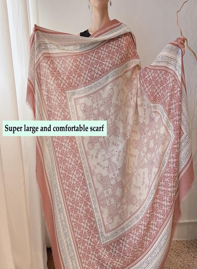 K-Elewon Large Square Scarf 51" Cotton and Linen Hand feel Scarf Fashion Scarves Hair Wrapping Scarfs Neck Scarves for Women, H2306, One size - Image 3