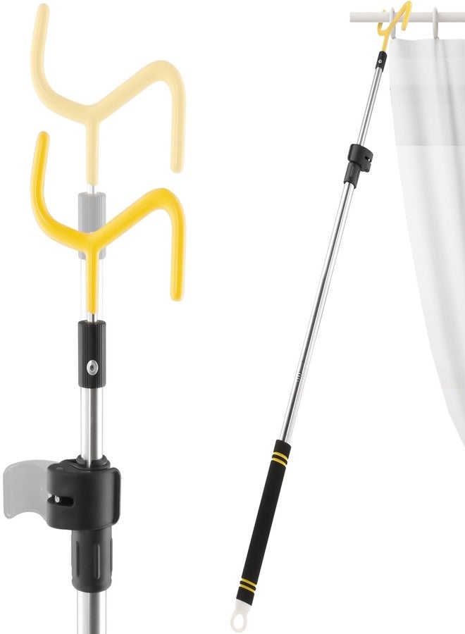 Frebuta Drapery Pull Rod,36“ to 63” Telescoping Curtain Pull Pole For Curtains Wand Stainless Steel Tubes Soft Sponge Handle Rod for Curtains Heavy Duty Extension Pole Lightweight (Black Yellow) - Image 1