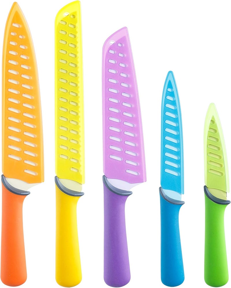 Glad Knife Set for Kitchen – Stainless Steel Chef Knives with Sheaths | Sharp Colored Blades with Non-Slip Handles | Assorted Nonstick Cooking Essentials for Home - Image 1