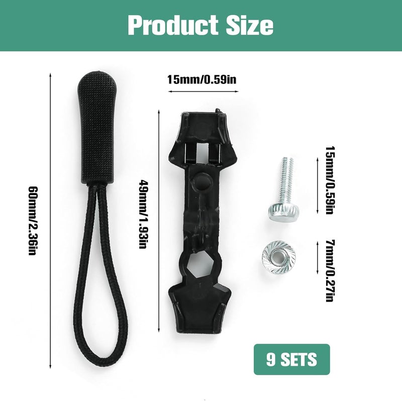 TASMAX Zip Repair kit Universal Zipper Screw Fix Readymade for Zipper Bag for Clothes | Zipper Repair kit for Jackets 10 PCS Metal Zipper Pull Jacket Bag Garments [Pack of 10] - Image 2