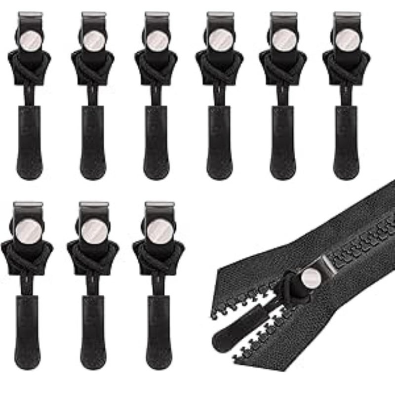 TASMAX Zip Repair kit Universal Zipper Screw Fix Readymade for Zipper Bag for Clothes | Zipper Repair kit for Jackets 10 PCS Metal Zipper Pull Jacket Bag Garments [Pack of 10] - Image 1