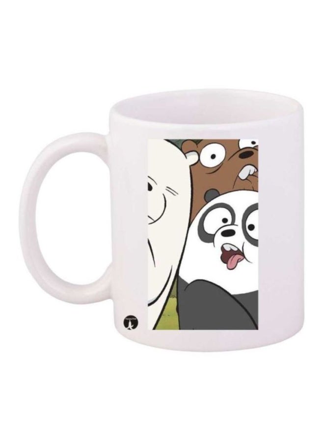 We Bare Bear Printed Mug White/Brown/Grey