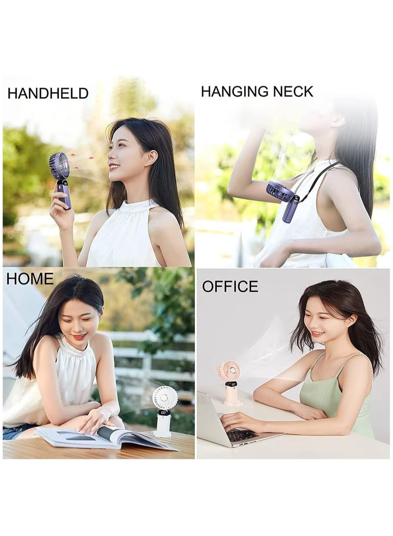 DMG TECH DMG Mini Handheld Fan, Foldable Mini Fan, 5000mAh Small Desk Fan, Portable Personal Fan, 90° Adjustable, USB Rechargeable, Hanging Neck Fan for Kids Woman Man Home Office Outdoor Travel(White） - Image 2