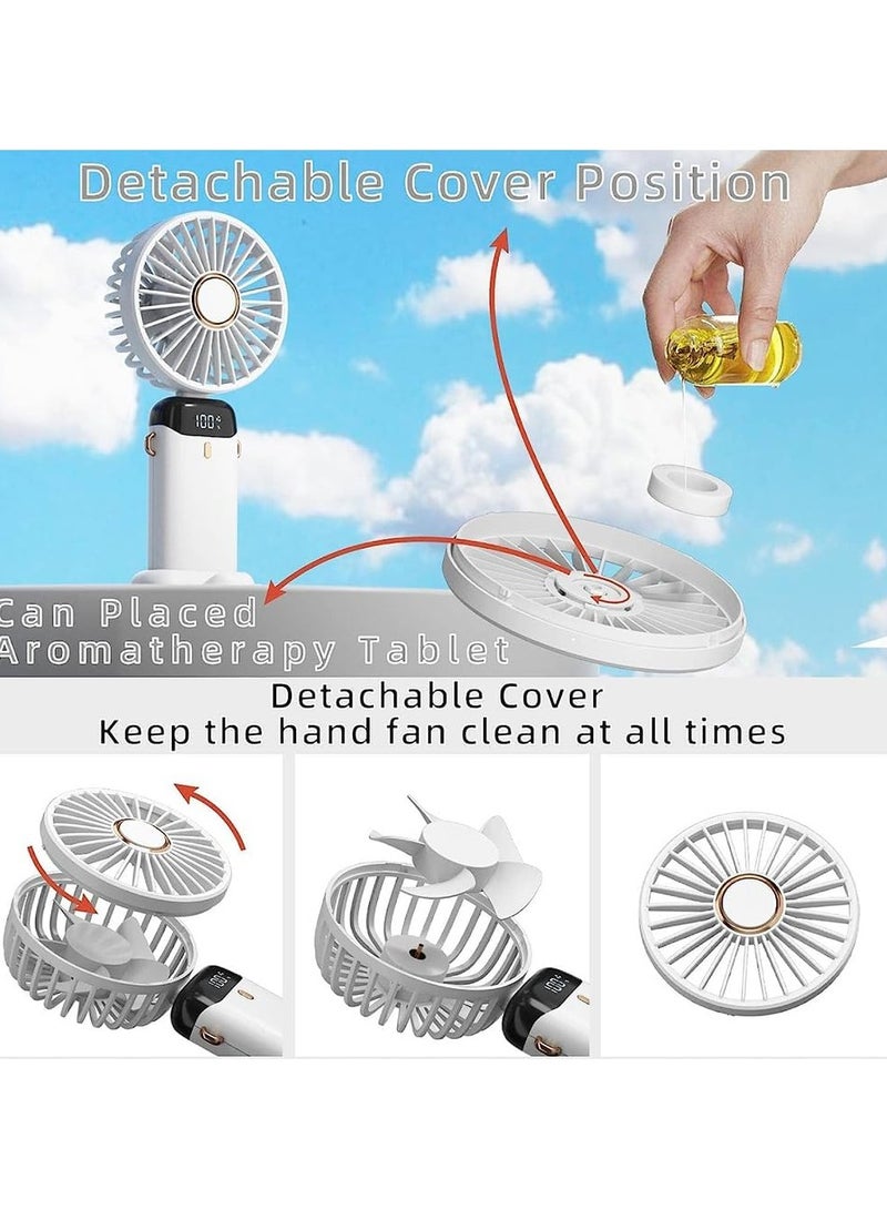 DMG TECH DMG Mini Handheld Fan, Foldable Mini Fan, 5000mAh Small Desk Fan, Portable Personal Fan, 90° Adjustable, USB Rechargeable, Hanging Neck Fan for Kids Woman Man Home Office Outdoor Travel(White） - Image 4