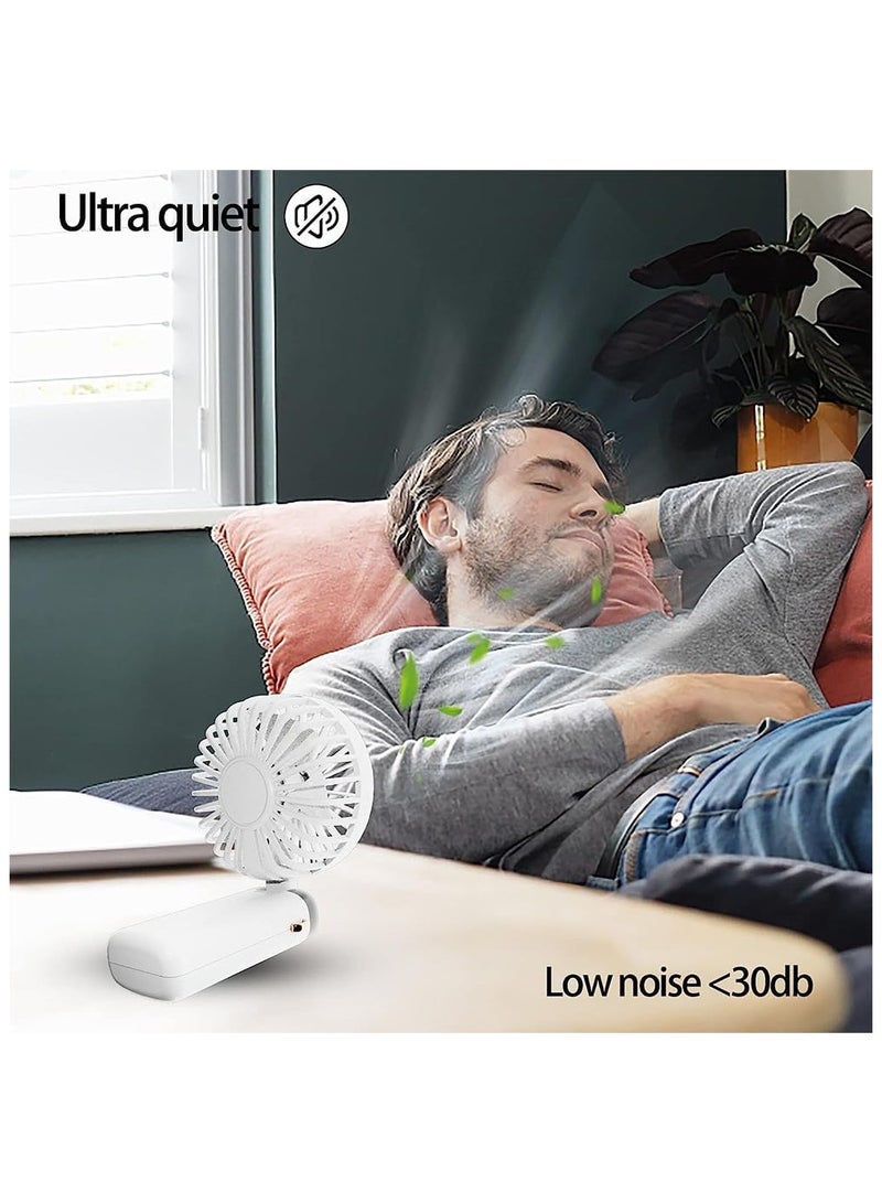 DMG TECH DMG Mini Handheld Fan, Foldable Mini Fan, 5000mAh Small Desk Fan, Portable Personal Fan, 90° Adjustable, USB Rechargeable, Hanging Neck Fan for Kids Woman Man Home Office Outdoor Travel(White） - Image 5