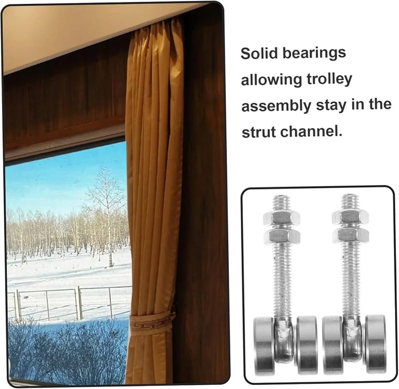 2Pcs Galvanized Steel Sliding Door Rollers Heavy Duty Two Bearing Trolley Assembly - Image 4