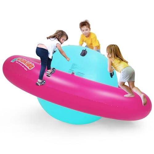 OLAKIDS 8FT Inflatable Dome Rocker Bouncer Outdoor Kids Giant Roll and Play Seesaw Rocker with 6 Secure Handles Max Weight 250 LBS Toddlers Climbing Toy Backyard Play Center Equipment - Image 1